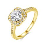 Uloveido Female Charm Circular Bead Square Ring Diamond Cut Gold Wedding Engagement Bridal Rings for Lady (Gold, Size 8) KR002