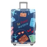 Travel Luggage Cover Protector, Washable Suitcase Cover Trolley Luggage Case, Elastic Dustproof Travel Protective Covers for 22''-32'' Inch Luggage (Go Travel, XL-(29-32 inch luggage))