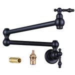 WOWOW Pot Filler Faucet Wall Mount Brass Faucets Kitchen Double Handle Oil Rubbed Bronze Faucet Commercial Folding Kitchen Faucet Stretchable Double Joint Swing Arm Faucet Copper Single Hole Faucet