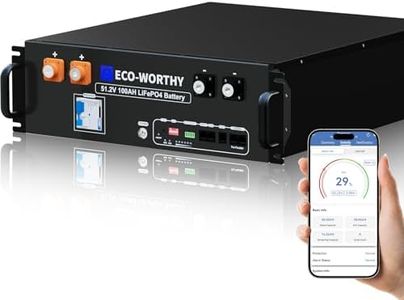 ECO-WORTHY 48V 100Ah LiFePO4 Lithium Battery, 5.12kWh Capacity, Server Rack Battery with Bluetooth, 6000 Cycles, 3U Chassis, Perfect for Off-Grid, Solar, Backup Power