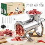 Huanyu Manual Meat Grinder Stainless Steel Meat Mincer with Sausage Stuffer and Cookie Attachment Dishwasher Safe Hand Meat Grinder for Beef Pork and Vegetables Meat Grinders (No.12)