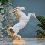 Idolkart 24 Carat Gold Plated White Horse Showpiece - Vastu Items Home, Vastu Horse Statue for Prosperity & Good Luck - White Horse Statue for Showcase Decoration Items (11 Inch)