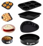 Casa Azul 4-in-1 Non-Stick Baking Set | Muffin Tray for Baking, Square Baking Tray, Round Cake Pan, Heart Cake Mould - BPA Free Carbon Steel cake mold, Microwave & OTG Oven Safe Cake Moulds for Baking