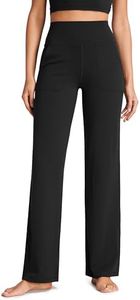 CRZ YOGA Womens Butterluxe High Waist Wide Leg Pants with Pockets 31" - Buttery Soft Comfy Casual Yoga Lounge Leggings Black Large