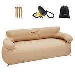 KingCamp Double Inflatable Couch Sofa Camping Chair Heavy Duty for Adults Two Person Outdoor Air Sofa with Fixed Webbing Support 880 lbs Blow Up Couch for Camping Picnic Beach Travel(Khaki)