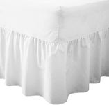 British Home Bedding - Luxury Valance Fitted Sheets - Plain Percale Quality Bed Sheet (White, Double)