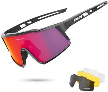 KAPVOE Polarized Cycling Glasses with 4 Interchangeable Lenses TR90 Sports Sunglasses Women Men Running MTB Bike Bicycle Accessories 01 Red Black
