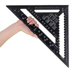 Accurate Carpentry Square Tools 12 Inch Metric Triangle Ruler Square Protractor High Precision Aluminum Alloy Triangle Ruler Double Scale Miter Framing Measurement Ruler