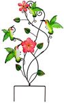 Juegoal 28 Inch Hummingbirds Garden Stake Decor, Colorful Look & Personalities Flowers Metal Wall Art Spring Decoration, Yard Outdoor Lawn Pathway Patio Ornaments