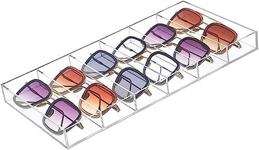 LXLUOO Acrylic Sunglasses Storage Organizer, Clear Display Organizer,6 Slot Clear Eyeglasses Storage Case Tray,Jewelry Trays for Drawers