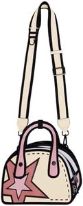 Original 2D Cartoon Crossbody Bag (Carly) - Fun Novelty Pop Art, Cross Body Shoulder Bags for Women, Senior Year, Daily and Travel (Cream Peach (with Star))