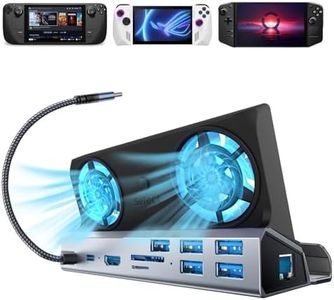 SHUOMENG 10-in-1 Docking Station for Steam Deck OLED & ROG Ally X & Legion Go, Dual Cooling Fan 5 USB Ports, 4K@60Hz HDMI 2.0, 100W Charging Port Support ROG Ally 30W Mode, Gigabit Ethernet, SD/TF