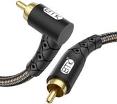 EMK 90 Degree RCA Subwoofer Cable 24K Gold-Plated Connector Nylon Braided Double Shielded – Support Digital & Analog Signals for Amplifier, Home Theater, Hi-Fi System,Subwoofer Black/10ft/3m