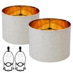 Duoerwo White Linen Decorative Large Lampshades Set Of 2 Fabric Shades,Drum 12 Inches For Table Lamp, Floor Lamp, Pendant Light,Floor Lamp,Farmhouse Lamp,Lamp Shade Harp Holder Included