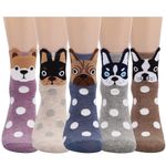 AGRIMONY Women Dog Socks for Women Teen Girls Ladies-Funny Cute Unique Easter Birthday Gifts for Daughter Mom Girlfriend Novelty Cool Animal Socks-Gifts Ideas for Cat Lovers Stocking Stuffers-5 pairs