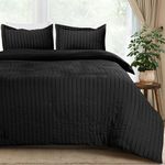 Utopia Bedding Seersucker Duvet Cover Full Size - Soft Textured Duvet Cover with 2 Pillow Shams - Striped Comforter Cover 80 x 90 Inches with Zipper Closure (Black) - Comforter Not Included