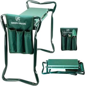 GREEN HAVEN Premium Garden Kneeler Seat with Handles & Detachable Tool Bag – Lightweight & Strong Foldable Garden Kneeler & Chair with Soft EVA Foam Pad | Kneeling Pad Perfect for Garden & Outdoor Use