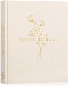 Lanpn Travel Photo Journal Notebook for Women Men, Linen Travel Log Diary Scrapbook Memory Book with Prompts, Anniversary Journals Traveling Gifts (Beige, 110 Pages)