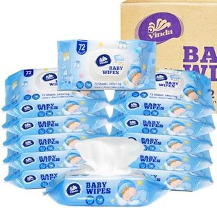 Vinda Natural Care Baby Wipes, Hypoallergenic & Fragrance-Free, 99% Pure Water, Sensitive Skin Friendly, 12 Flip-Top Packs, 864 Total Wipes (72 Wipes per pack)