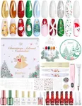 beetles Gel Polish Merry Glitzmas 2025 Christmas Advent Calendar – 24 Days Christmas Countdown Nail Art Set with Mini LED Nail Lamp Base Top Coat and Festive Holiday Surprises Gifts for Women Girls