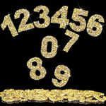 Locacrystal 60pcs Bling Rhinestone Numbers Sticker 6sets 0-9Digits Self-Adhesive Iron on Crystal Numbers Stickers for DIY Crafts Laptop Gifts Furniture Car Clothing Decorations(Gold,1.57")