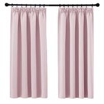 PONY DANCE Pink Curtains for Girls Bedroom 54 Drop Kids Blackout Thermal Curtains Pencil Pleat Short Blackout Window Curtains for Nursery with Hooks for Track, 2 Panels, W46 X L54, Pink