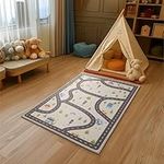 Navaris Car Play Mat - Kids Car Rug with Anti-Slip Particles - Easy to Clean Playroom Rugs - Playmat Perfect for Children's Bedrooms, Toy Car Road Play