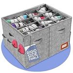 Tydi Shoe Storage Box - Ultra Stiff Shoe Organiser with Zipable Clear Cover, Tag Insert & 24 Compartments (16 Grids & 8 Pockets) - Shoe Box - Shoe Storage Organiser - Shoe Space Saver - Dark Grey