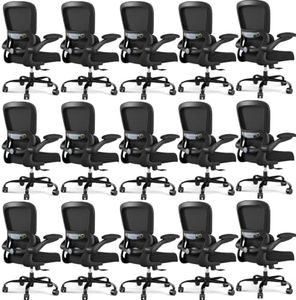 TRALT Office Chair - Ergonomic Desk Chair with Adjustable Lumbar Support, Mesh Computer Chair, Executive Chairs for Home Office Comfortable Lumbar Support Black Pack of 15
