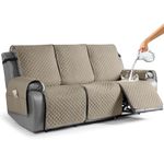 TAOCOCO Recliner Sofa Slipcover Couch Covers for 3 Cushion Couch, Pet Sofa Cover for 3 Seat Recliner Sofa, Washable Reclining Sofa Cover Furniture Protector with Elastic Straps(3 Seater, Taupe)