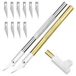 Craft Knife Exacto Knife, Precision Crafting Knife Set with 2 PCS Craft Knives 10 Blades Spare Replacement, Adults Carving Knife Hobby Knife Scalpel Knife Modelling Knife for Carving & Art Craft