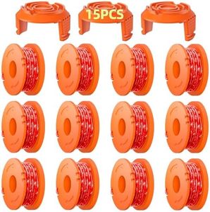 Eventronic 15 Pack WA0010 Replacement Trimmer Line Spool Compatible with Worx Weed Eater, 120ft .065 inch Autofeed Spool for Worx String Trimmers (12-Line spools+3 Cap)