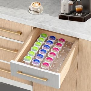 XINHUAYJ® Acrylic K Cup Drawer Organizer,K Cup Coffee Pod Holder for Office and Kitchen K Cup Storage,Holds 24pcs Coffee Pods,Clear Coffee Pod Organizer Tray(9.6x13.2Inches)