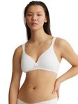 Naturana® Women's Wireless Bra [Cup A-D] | 100% Padded Straps | Wire-Free Bra with Seamless Cups | Women's Bra with Underbust Band 38 White B