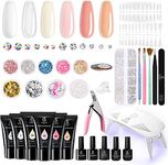 Beetles Poly Extension Gel Nail Kit, 6 Natural Skin Tone 30g gel with Mini Nail Lamp Slip Solution Rhinestone Glitter Nail Art Brush All In One Kit for Nail Manicure Starter Kit Gift for Women