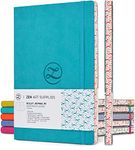 Large B5 Dotted Notebook - Enjoy Bullet Journaling with a Soft Cover 7x10-inch, Non-Bleed Thick 120gsm Paper, Dotted Journal in Turquoise Color, Japanese Edge Motif - Faux Leather Dot Journal - ZenART