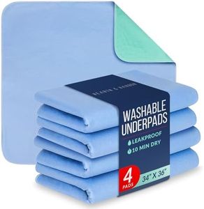 Hearth & Harbor Incontinence Bed Pads Washable Waterproof 34”x36”, Washable Pee Pads for Adults, Elderly, Kids & Pets, Heavy Absorbency Pads for Beds for Incontinence Adults, 4 Pack Reusable Underpads