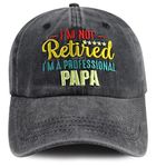 World's Best Dad Hat for Men, Funny Adjustable Washed Cotton Embroidered Professional Papa Baseball Cap, A Professional Papa Black, One Size