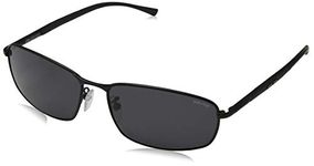 Police Men's S8650 rectangular Sunglasses, SEMI-MATT BLACK FRAME/SMOKE LENS