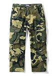 Aeslech Boys' Camo Scout Work Trousers 8 Pockets Cargo Combat Casual Pants Camo M Tag 130-6 Years