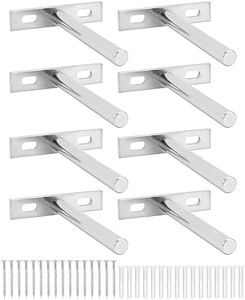 QWORK Pack of 8 Invisible Shelf Brackets - 100 mm - Floating Shelf Brackets Made of Solid Iron for Wall Mounting Decoration Cabinet Furniture