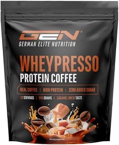 Wheypresso Protein Coffee - Proteína en polvo con concentrado y aislado de suero de leche - Con auténtico café y cafeína - Bebida cremosa rica en proteínas - (908 g, Sabor Caramelo)