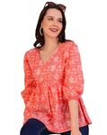 FELISIA Women's Floral Printed Rayon Top (X-Large)