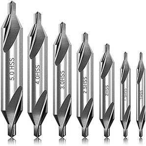 Haskoss 7 Pcs Center Drill Bits Set 60-Degree Angle Center Drill Bits Kit Countersink Tools for Lathe Metalworking