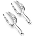 8 Ounce Ice Scoop, HaWare Stainless Steel 2-Piece Multipurpose Small Food Scoop for Ice Cube Coffee Bean Flour, Perfect for Kitchen Party Bar, Mirror Polished, Dishwasher Safe (8oz)