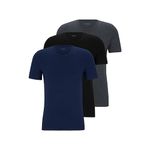 BOSS Men's 3-Pack Crew Neck Cotton Jersey T-Shirts, Blue Navy Dark Grey Soil Black, Medium