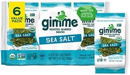 Gimme Seaweed - Sea Salt - 6 Count - Organic Roasted Seaweed Sheets - Keto, Vegan, Gluten Free - Great Source of Iodine & Omega 3’s - Healthy On-The-Go Snack for Kids & Adults