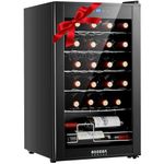 BODEGACOOLER 24 Bottles Compressor Wine Cooler, Freestanding Wine Cellar for Red, White or Champagne，Mini Fridge with 41-64.4°F Digital Temperature Control Glass Door