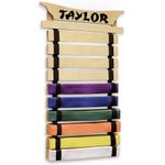 Milliard Karate Belt Display – Holds 10 Martial Arts Belts - Personalize with Stickers