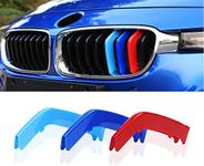 NYZAUTO M-Colored Stripe Grille Insert Trims Compatible with BMW 2013-2018 F30 F31 3 Series 316i 318i 320i 328i 330i 335i 340i Kidney Grilles (8 Beams, Not Fit 11 Beams)